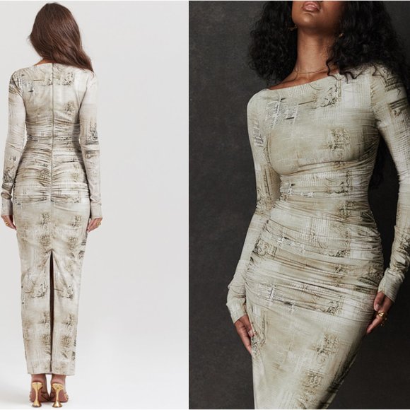 HOUSE OF CB 'Lanetta' Pale Sage Print Maxi Dress NWOT - Picture 5 of 5